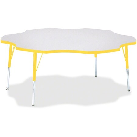 Jonti-Craft Berries Six Leaf Activity Table, 60 in., A-height, Freckled Gray/Yellow/Gray 6458JCA007