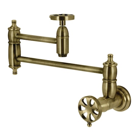 Kingston Brass Wall Mount Pot Filler Faucet, Antique Brass KS3103RX