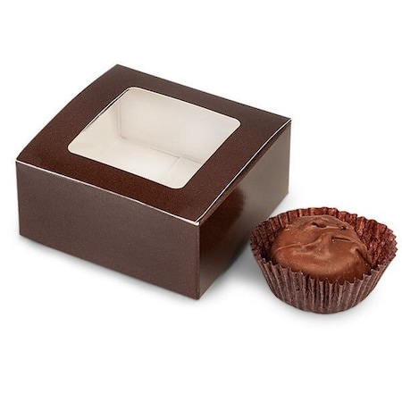 Nashville Wraps Chocolate Window Candy Truffle Boxes, 2-5/8x2-3/4x1-1/4, Holds 4, 25PK TCW4CH