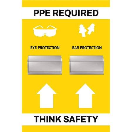 Visual Workplace PPE Shadow Board, Yellow, 24 in H 30-1910-3624-P41801