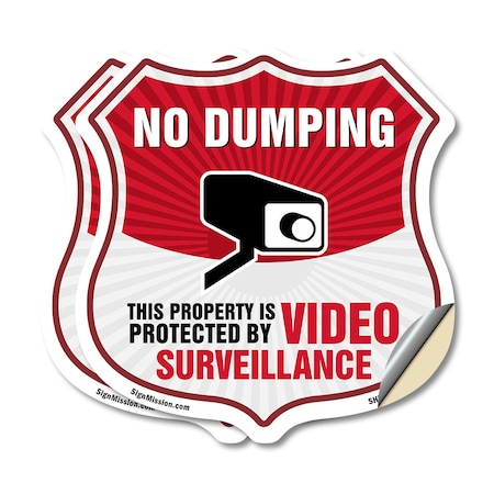 Signmission No Dumping Shield Sign This Property Is, 18 inch X 18 inch, Vinyl Decal, 2PK SHI-D-2PACK-18-393