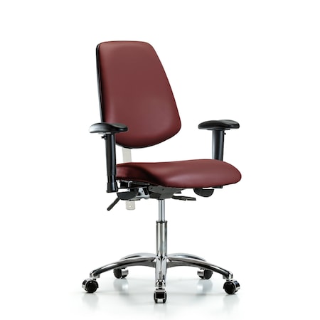 Blue Ridge Ergonomics Vinyl Clean Room Chair, Adjustable Arms BR-NCR-VDHCH-MB-CR-T1-A1-CC-8815