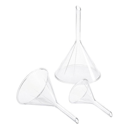 Zoro Select Lab Funnels, Polypropylene, Colorless, PK5 600147