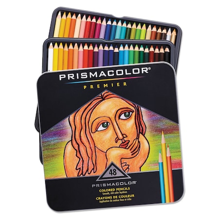 Prismacolor Premier Colored Pencil, 3 mm, 2B, 48 Assorted Lead and Barrel Colors 3598THT