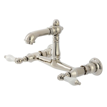 Kingston Brass Double-Handle Wall Mount Bathroom Faucet, Polished Nickel KS7256PL