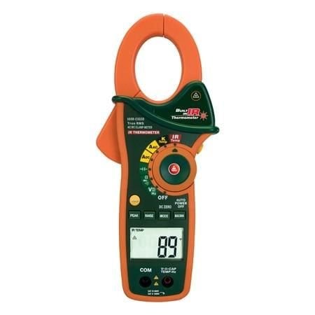 Omega Clamp Meter with Infrared Thermometer, 1000 A, AC/DC Voltage/Current, Resistance, Capacitance, Freq HHM-EX830