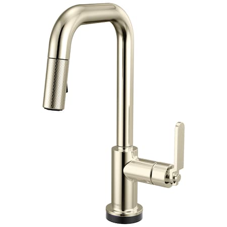 Brizo Litze Smarttouch Pull-Down Prep Faucet with Square Spout, Industrial Handle Polished Nickel 64954LF-PN