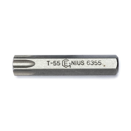Genius Tools 10mm Hex Shank, T-55 Star Screwdriver Bit 56mmL 6355
