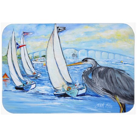 Carolines Treasures Blue Heron Sailboats Dog River Bridge Glass Cutting Board- Large JMK1001LCB