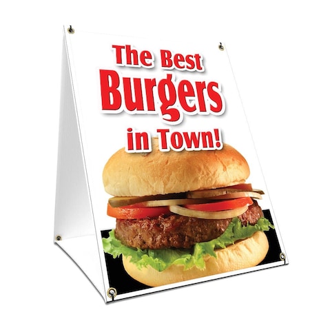 Signmission The Best Burgers In Town!, 24 Inch x 18 Inch A-frame Yard Sign, Plastic Sign SBC-1824-The Best Burgers In Town!