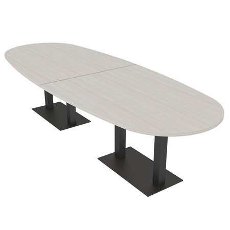 Skutchi Designs Boval Conference Table With Power Unit, 48 in W, 144 in L, Ivory HAR-BOVL-48X144-DOU.BK-K458-NA