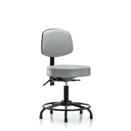 Blue Ridge Ergonomics Desk Stool, Vinyl, Bk, RT, Tilt, Glides, Dov BR-VDHST-RT-T1-RG-8567