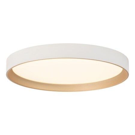 Vaxcel Darien 12-in White/Gold Contemporary Round LED Flush Mount Ceiling Light with Frosted Shade C0382