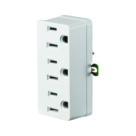 Leviton Plug Adapter, Outlet Tap, 5-15R, White C22-00698-00W