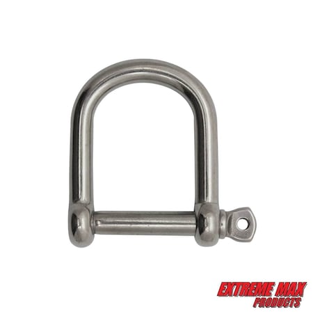 Extreme Max 3006.8225 BoatTector Stainless Steel Wide D Shackle - 1/4" 3006.8225