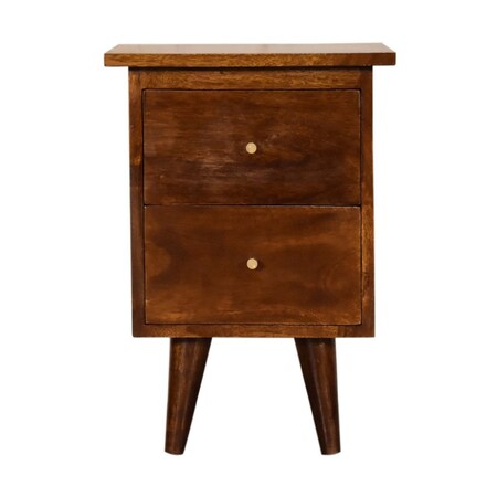 Homeroots 20" Brown Solid Wood Two Drawer Nightstand 701708