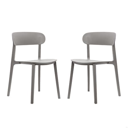 Flash Furniture Dover Stacking Patio Chairs w/Curved Backrests, All-Weather Resin Chairs in Gray, 2PK 2-DHF-340-APP-GRY-GG