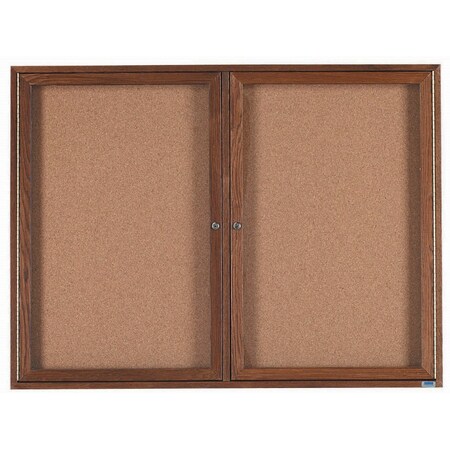 Aarco Enclosed Bulletin Board Red Oak Frame Walnut Stained, 48''Hx72''W WBC4872R