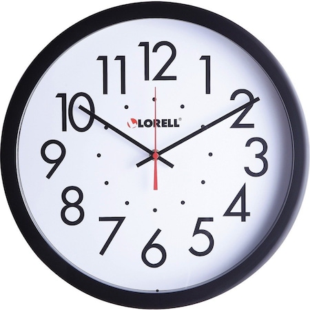 Lorell Analog Clock, Plastic, Quartz, 14 1/2" Dia. LLR61009