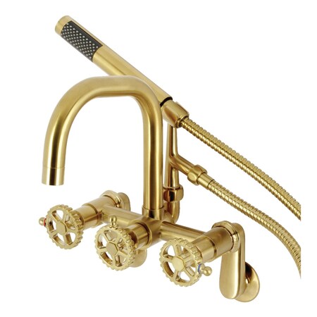 Kingston Brass Wall Mount Clawfoot Tub Faucet, Brushed Brass AE8457CG