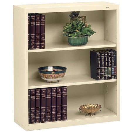 Tennsco Metal Bookcase, Three-Shelf, 34-1/2w x 13-1/2d x 40h, Putty B-42PY