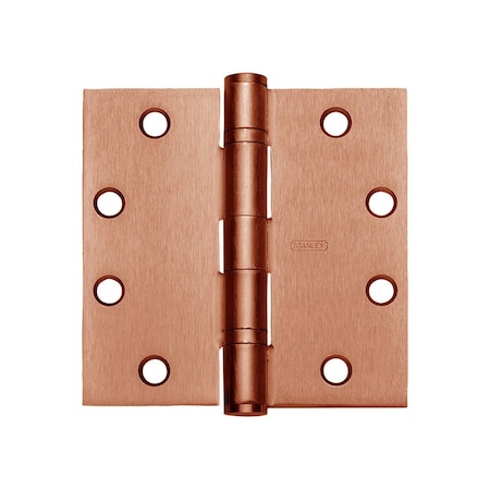 Stanley Security Five Knuckle Ball Bearing Hinge, Steel, 4 1/2in x 4 1/2in, Square Corner, Satin Bronze Clear Coated FBB179NRP 4-1/2X4-1/2 10