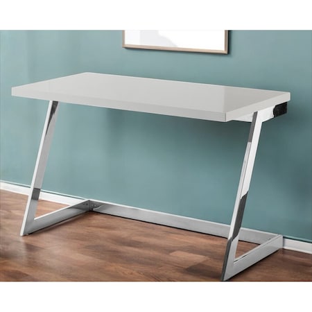 Homeroots 47" Light Gray and Silver Wood and Stainless Steel Sled Writing Desk 543753