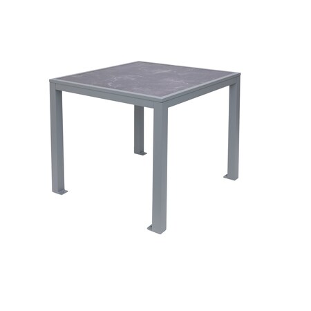 Bfm Seating Surf Inlay 4-Leg Bolt-Down Table 36x36 - Pietro Top - Soft Gray Frame - Umbrella hole optional PH4L3636PRSG