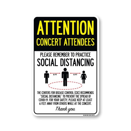 Signmission PSA Concert Attendees Practice Social Distancing 18in X 12in Wall Graphic, OS-NS-RD-1218-25377 OS-NS-RD-1218-25377