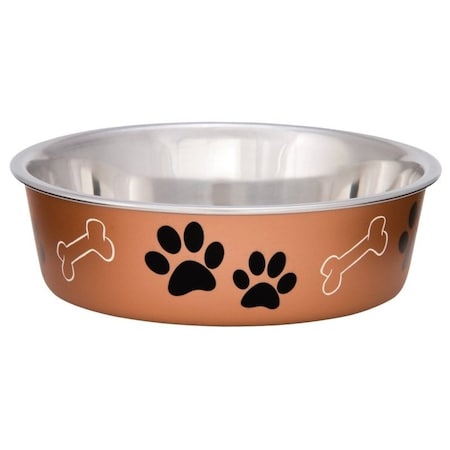 Loving Pets Pet Feeding Bowl, XL, 72 oz Volume, Polyresin/Stainless Steel, Copper 7453XLC