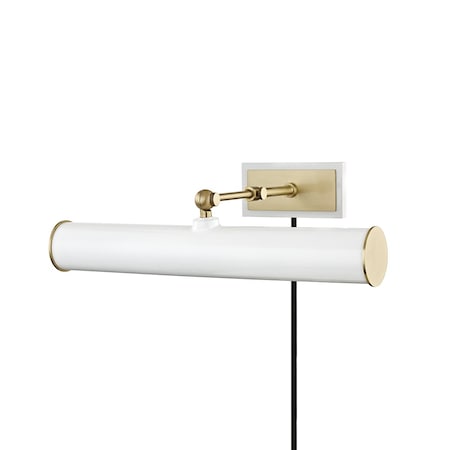 Mitzi Holly 2 Light Picture Light 5.5 In. Aged Brass/Soft Off White HL263202-AGB/WH