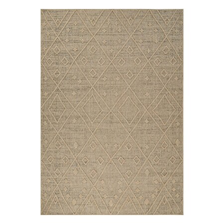 Homeroots 4' X 6' Beige and Brown Geometric Distressed Indoor Outdoor Area Rug 559074