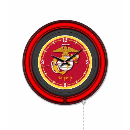 Holland Bar Stool United States Marine Corps Red/Yellow 15 Double Neon Wall Clock Clk15BK