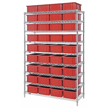 Quantum Storage Systems WIRE SHELVING UNIT W/ 36 RED DIVIDABLE GRIDS WR9-92060RD