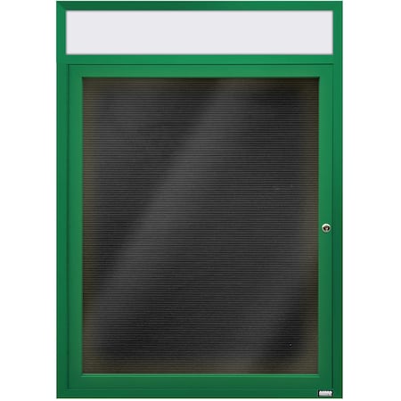 Aarco Illuminated Enclosed Letter Board Directory w/ Powder Coated Green Al Frame and Header, 36''Hx30''W ADC3630HIG
