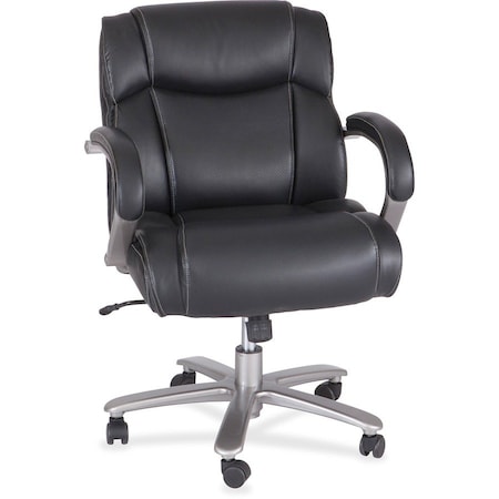 Safco Big and Tall Chair Chair, Big And Tall, 350 lb., Loop Arms, 19" to 23" Height, Bonded Leather, Black 3504BL