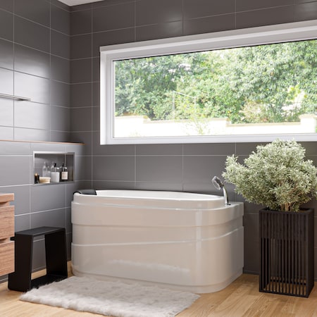 Eago 5Ft White Acrylic Corner Whirlpool Bathtub - Drain on Right AM175-R