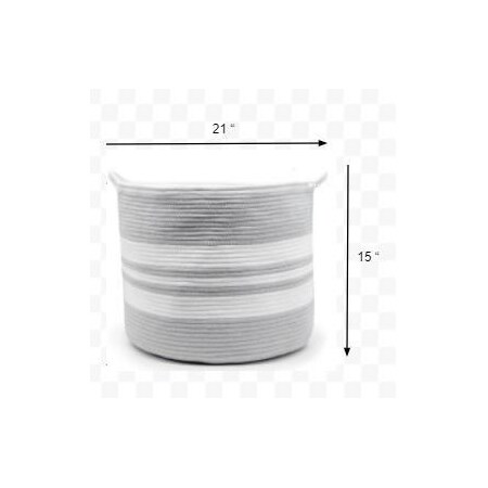Homeroots 15" Gray and White Woven Rope Basket 399240