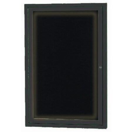 Aarco Illuminated Enclosed Letter Board Directory w/ Powder Coated Black Al Frame, 24''Hx18''W 1 Door ADC2418IBK