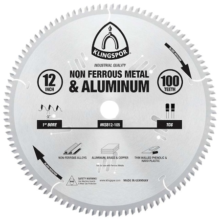 Klingspor 12" 100-Tooth Non-Ferrous Metal & Aluminum Saw Blade KSB12-105