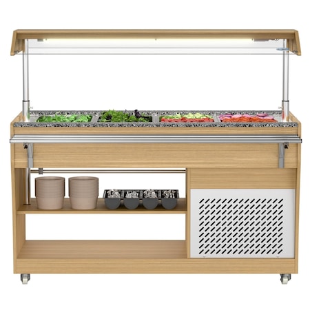 Koolmore 59 in. Commercial Refrigerated Buffet Table with Capacity for 4 Full-Size GN Pans, Serving Rail KM-RBT-54ACS