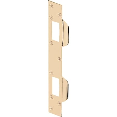 Defender Security Combination Door Strike Plate, 11 in L, 1-5/8 in W, Steel, Brass U 9480