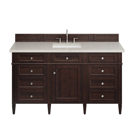 James Martin Vanities Brittany 60" Sgl Vanity, Burnished Mahogany, w/3 CM Siberian Silestone Top w/FreePower WirelessCharge 650-V60S-BNM-FSFR
