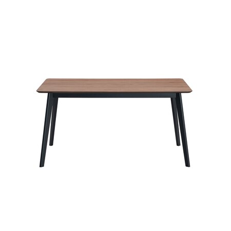 Homeroots 59" Walnut and Black Wood Dining Table 631302