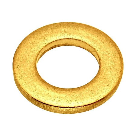 Zoro Select Flat Washer, For Screw Size 1/4 in , Brass Plain Finish, 5 PK WASB14NBR