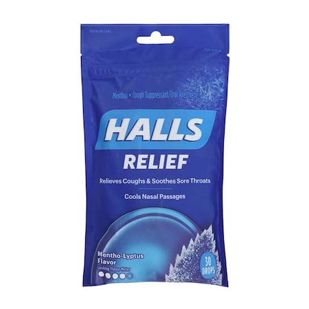 Halls Cough Drop Lozenges, 5.4mg, Mentho-Lyptus, 30PK 12546062936