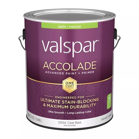 Valspar Accolade Super Premium 100% Acrylic Paint & Primer Satin Interior Wall Paint Clear Base 1 Gal. 028.0012004.007