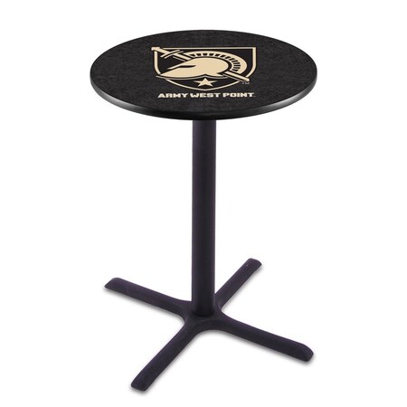 Holland Bar Stool Co 42" Blk Wrinkle US Military Academy ARMY Pub Table, 36" dia. Top L211B4236USMilA