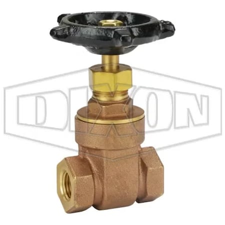 Dixon Gate Valve, 1-1/4 in, FNPT, Brass Body, Iron Hand wheel Actuator BGV25