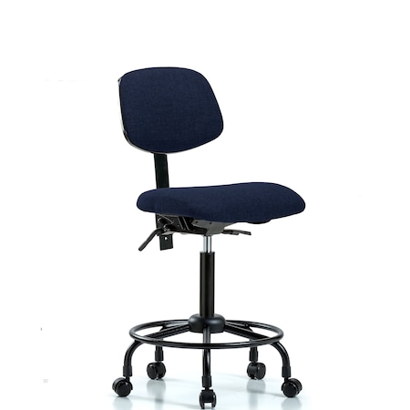 Blue Ridge Ergonomics Chair, Fabric, Med Bench, RT Casters, Nav, No Arms, 22" to 29" Height, Dark Blue BR-FMBCH-RT-T0-A0-RC-F45